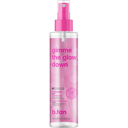b.tan Clear Face Tan Mist | Gimme The Glow Down - Gradual Bronzing Self Tanning Water, Infused with Rosewater, Vegan, Cruelty Free, 6.7 Fl Oz
