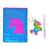 QearFun Unicorn Sequin Journal Mermaid Sequin Notebook with Ballpoint Pen Reversible Sequin Journal Flip Sequin Notebook for Kids Girls Diary Unicorn Journal Gifts (Blue)