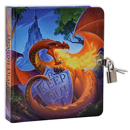 MOLLYBEE KIDS Keep Out Glow in the Dark Lock and Key Dragon Diary, 208 pages, measures 6.25 inches by 5.5 inches