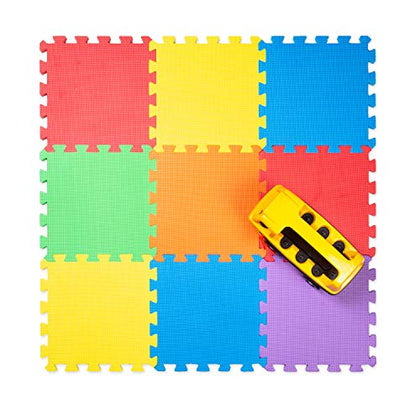 Play Platoon Non-Toxic Foam Puzzle Floor Mat, Comfortable, Extra Thick, Cushiony Play Mat for Toddlers, Kids & Adults, 9 Tiles (12x12), Square, Primary Colors