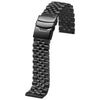 SINAIKE Super Brushed & Polished 3D Solid Black Stainless Steel Watch Bracelet Band 20mm Security Double Deployment Buckle