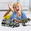 BUILD ME Dinosaur Transport Truck Toy Die-Cast Jurassic World Transporter Jungle Truck and 9 Inch Tall Tyrannosaurs Rex Dinosaur Toy. Fun Dinosaur Playset