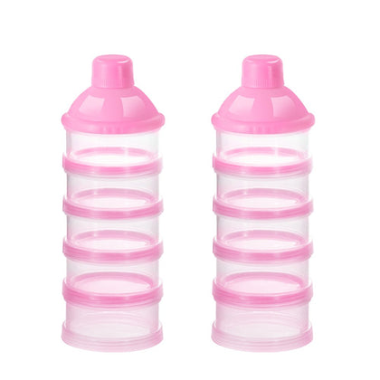 Accmor Baby Formula Dispenser On The Go, 5 Layers Stackable Formula Dispenser Formula Containers for Travel, Baby Milk Powder Kids Snack Container, BPA Free, Pink, 2 Pack