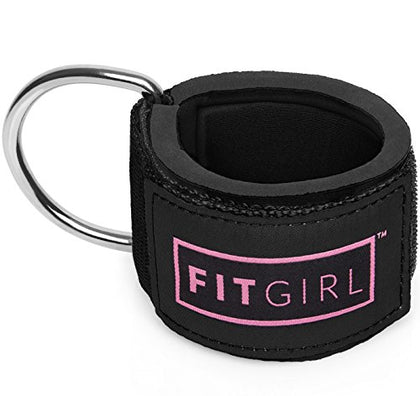 FITGIRL - Ankle Strap for Cable Machines and Resistance Bands, Work Out Cuff Attachment for Home & Gym, Booty Workouts - Kickbacks, Leg Extensions, Hip Abductors, for Women Only (Black)