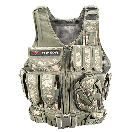 vAv YAKEDA Tactical Vest Outdoor Ultra-Light Breathable Training Airsoft Vest Adjustable for Adults (ACU Camou)