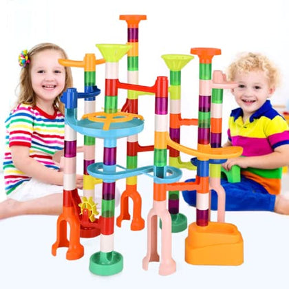 Marble Run, 135pcs Marble Maze Game Construction Building Toys for Kids, Marble Track Race Set STEM Learning Toys Gift for Boys Girls 3 4 5 6 7 8 9 10+