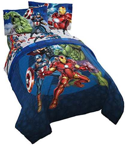 Jay Franco Marvel Avengers Blue Circle Bed Set, Twin