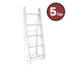 Honest Rustic Blanket Ladder Shelf Stand Wooden Decorative, Farmhouse Wall Leaning Holder Rack, White