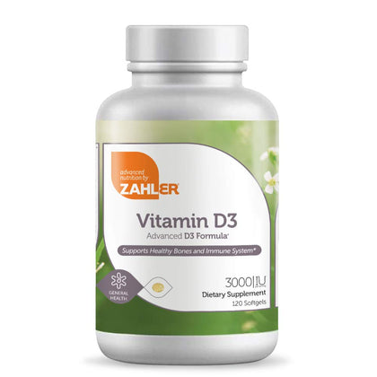 Zahler - Advanced Vitamin D3 3000 IU Softgels (120 Count) Kosher Vegetarian Friendly Vitamin D for Immune Support, Bone, Teeth & Muscle Health - Daily D3 Vitamin Supplement for Adults - Easy Swallow V