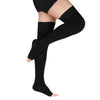LIN PERFORMANCE 20-30 mmHg Medical Compression Stockings for Women and Men Thigh High,Dot-Top,Open Toe Socks for Varicose Vein Swollen legs Travel Flight Pregnant(Black,L)