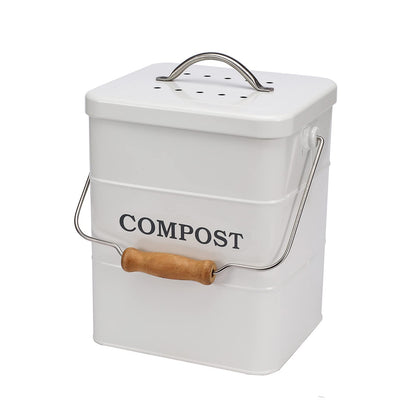 ayacatz Stainless Steel Compost Bin for Kitchen Countertop Compost Bin?1 Gallon, Kitchen Trash Can -Includes Charcoal Filter?Compost Bucket Kitchen Pail Compost with Lid -White