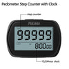 PULIVIA Pedometer 3D Step Counter with Clock, Steps Tracker Portable Sport Pedometer with Clip and Lanyard, Step Counter Pedometer for Working Running Elder Kids Men Women, Black