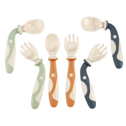PandaEar Baby Bendable Spoons and Forks set 6 Pack| Training Learning Self-Feeding Baby Spoons First Stage for Kids Toddlers Children and Infants| BPA Free| Easy Grip Fork Tableware