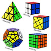 Speed Cube Set, Puzzle Cube, Magic Cube 2x2 4x4 Pyraminx Pyramid Megaminx Fenghuolun Puzzle Cube Toy Gift for Children Adults, Pack of 5