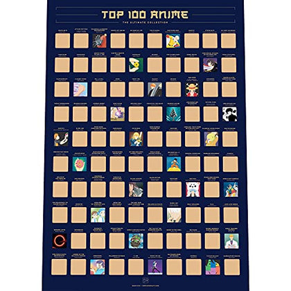 Enno Vatti 100 Anime Scratch Off Poster - Top Animes of All Time (16.5