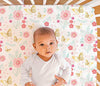 The Peanutshell Aflutter Crib Bedding Set for Baby Girls - 3 Piece Floral Nursery Set - Baby Blanket, Crib Sheet, Crib Skirt