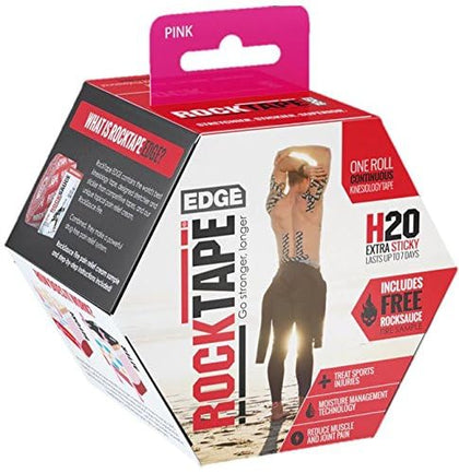 RockTape H2O Edge Highly Water-Resistant Kinesiology Tape with Travel Case Pink