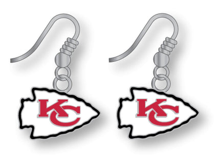 Aminco NFL Kansas City Chiefs Logo Dangler Earrings , Silver, Size 2.5
