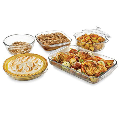 Libbey Baker's Basics 5-Piece Glass Casserole Baking Dish Set with 1 Cover