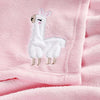 DaysU Plush Flannel Baby Blanket Super-Soft Lightweight, Embroidered Fleece Baby Blanket for Girls, Portable Bed Throws for Baby Crib and Toddler Bed, Pink Alpaca, 30x40