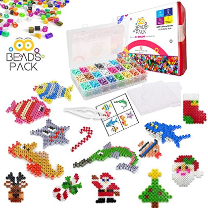 BeadsPack Fuse Beads Kit for Kids with 4200 Beads 5mm - 1 Pegboard, Tweezer, Pattern & Iron Paper - 24 Assorted Color Iron-On Melty Beads for Kids Crafts & Gift - Ideal for All Occasions