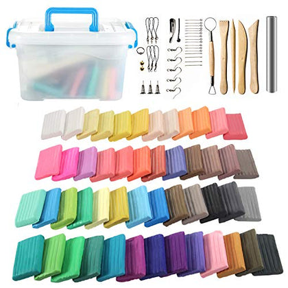 Polymer Clay Kit,DAOFARY 50 Color Modeling Clay Kit DIY Oven Bake Clay for Kids and Adults with 5 Sculpting Tools, Accessories and Portable Storage Box