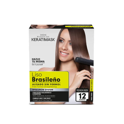 PLACENTA LIFE KERATIMASK HAIR BAZILIAN STRAIGHTENING TREATMENT KIT With Hyaluronic Acid- Keratin Treatment - Get the perfect Smooth- FORMALDEHYDE FREE