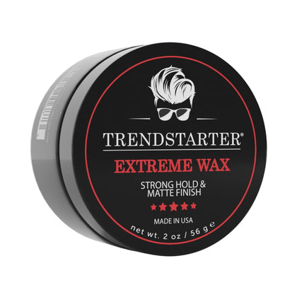 TRENDSTARTER - EXTREME WAX (2oz) - Travel Size - Strong Hold - Matte Finish - Premium Water Based Flake-Free Hair Wax for All Hair Types - All-Day Hold Hair Styling Pomade