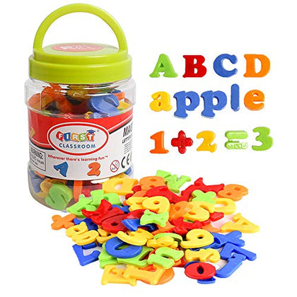 USATDD Magnetic Letters Numbers Alphabet Fridge Refrigerator Magnets Colorful Class ABC 123 Educational Toy Set Preschool Learning Spelling Counting Uppercase Lowercase Math Symbols for Kids Age 3+