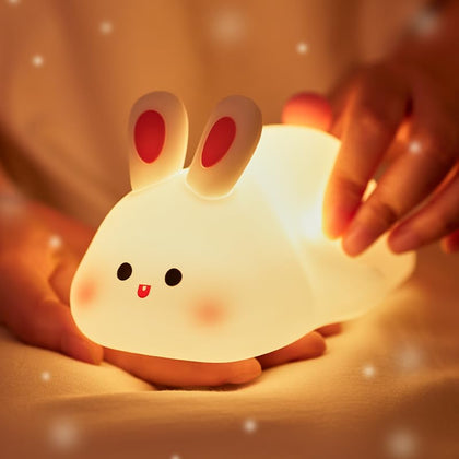 JGMZTZT Baby Night Light for Kids Touch Bunny Lamp, Rechargeable Rabbit Lamp Kids Lights for Bedroom, LED Portable Bunny Night Light for Girls Boys Nursery, Children Nightlight Cute Room Decor Gifts