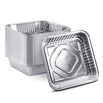 [25 Pack - 8 x 8] Square Baking Cake Pans| Heavy Duty l Disposable Aluminum Foil Tins l Portable Food Containers l Perfect for Roasting Toaster Oven Broiling Cooking