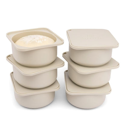 babadoh Pizza Making Accessories | Pizza Dough Proofing Containers with Lids | Set of 6 | Stackable Dough Trays | Dough