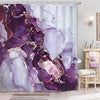 AMBZEK Purple Marble Shower Curtain 72Wx72H Inch Abstract Gold Bath Accessories Ink Texture Watercolor Paint Modern Luxury Aesthetic Artwork Cloth Fabric Bathroom Decor Set 12 Pack Hooks