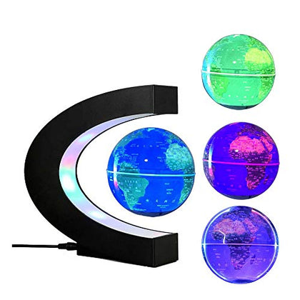 FUZADEL Multi-Color Changing Levitating Globe Floating Globes Magnetic Levitation Floating Globe of the World with Stand for Home/Office Desk Decoration Ornament (2023 magnetic globe)