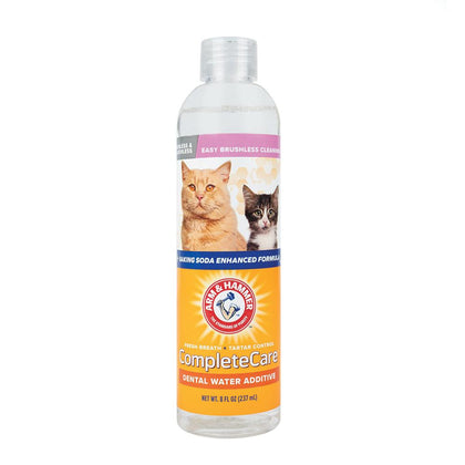 Arm & Hammer Complete Care Fresh Dental Water Additive for Cats - Cat Dental Care Solution for Bad Breath, Includes Cat Toothpaste Enzymatic Action, Ideal for Cat Grooming Supplies, 8 Fl Oz