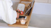 Homemaid Living Luxury Bamboo Bath Tray for Bathtub - Expandable Bathroom Tray with Reading Rack or Tablet Holder, Premium Bath Tray with Wine Glass Holder, Bathroom Caddy, Fits All Bathtubs (Black)