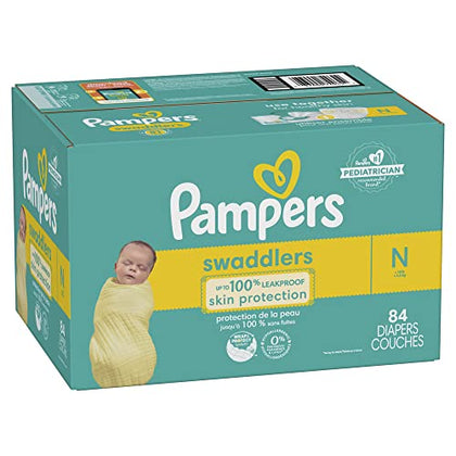 Pampers Swaddlers Diapers Newborn - Size 0, 84 Count, Ultra Soft Disposable Baby Diapers