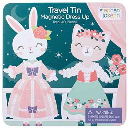 Stephen Joseph, Travel Tin Magnetic Dress Up, Unicorn and Mermaid with 2 play scenes, 40 unique pieces