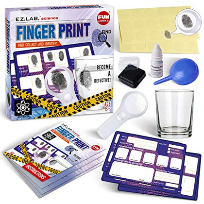 Fingerprint Kit for Kids Ages 8-12, FunKidz Detective Spy Gear Pretend Play STEM Science Kit Project with Crime Scene Investigations Educational Class Tools for Boys Girls