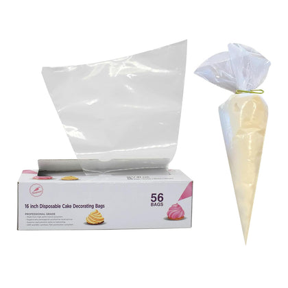 Keenpioneer Piping Bag - Disposable Cake Decorating Bag 56 Count (16 inch, Clear)