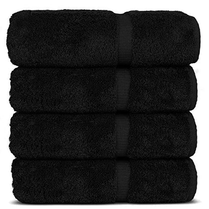 Chakir Turkish Linens 100% Cotton Premium Turkish Towels for Bathroom | 27'' x 54'' (4-Piece Bath Towels - Black)