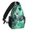 MOSISO Sling Backpack,Travel Hiking Daypack Pattern Rope Crossbody Shoulder Bag, Palm Leaf Flower