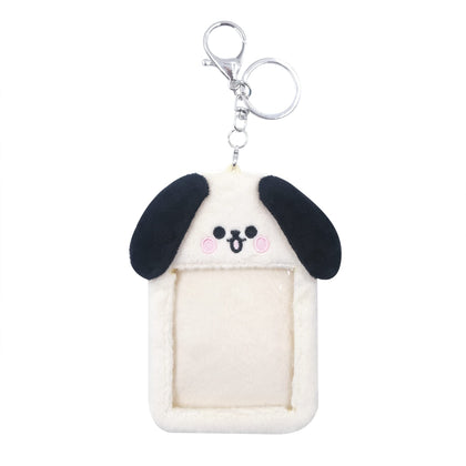 JUMISEE Cute Plush Kpop Photocard Holder with Keychain, Cartoon Bear Rabbit Cat Photo Sleeve ID Bank Credit Card Holder Protector Stationery