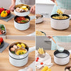 Electric Hot Pot Upgraded, Non-Stick Pan,1.89L Mini Pot for Steak,Fried Rice,with Temperature Control and Steamer - Rapid Noodles Cooker, Ramen, Oatmeal, Soup - Steamer,Egg,Vegetables, Potatoes White