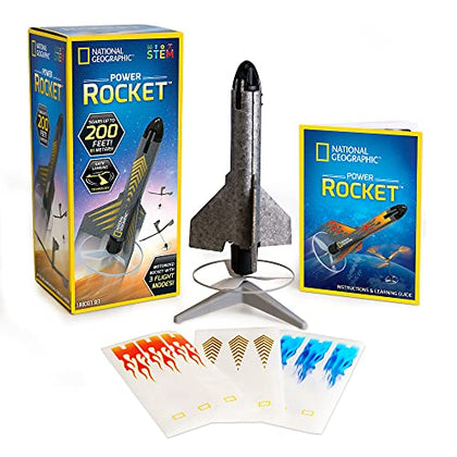 NATIONAL GEOGRAPHIC Rocket Launcher for Kids - Patent-Pending Motorized Air Rocket Toy, Launch up to 200 ft. with Safe Landing, Kids Outdoor Toys & Model Rockets, Gifts for Boys and Girls, Space Toys