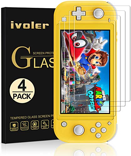 ivoler [4 Pack Screen Protector Tempered Glass for Nintendo Switch Lite, Transparent HD,High Definition,Clear Anti-Scratch with Anti-Fingerprint Bubble-Free Fit Switch Lite 2019