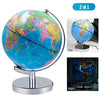 Illuminated World Globe for Kids, Educational Globe with Stand Built in LED Night Light Earth Map and Constellation View, 2 in 1 Interactive Educational Geographic Earth Globe Learning Toy, 8 Inch