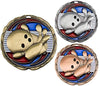 Decade Awards Bowling Color Medal, Gold - 2.5 Inch Wide First Place Tournament Medallion with Stars and Stripes American Flag V Neck Ribbon