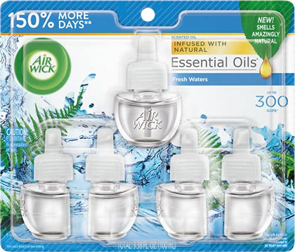 Air Wick Scented Oil Refill, 5ct, Fresh Waters, Air Freshener, Essential Oils