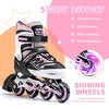 2PM SPORTS Cytia Pink Girls Adjustable Illuminating Inline Skates with Light up Wheels, Fun Flashing Beginner Roller Skates for Kids